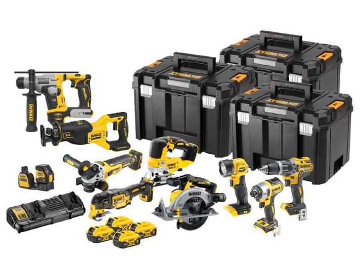 DeWALT Kit DCK1012P4T (DCD796+DCF887+DCS565+DCS382+ DCS356+DCS334+DCH172+DCG405+DCE088NG18+DCL040+4x5\,0Ah +DCB132+3xTSTAKVI)
