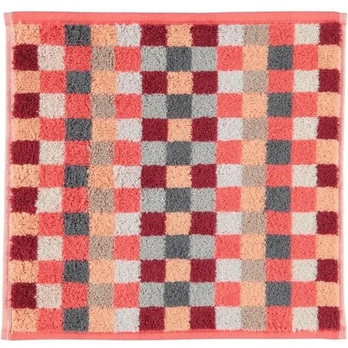 Cawö Unique Karo 942 gezichtsdoekje Koralle 30 x 30 cm