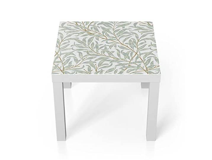 DEQORI Glastisch weiß klein 55x55 cm Motiv Dekorative Weidenzweige ausgefallener Beistelltisch aus Glas Hochglanz Couchtisch fürs Wohnzimmer moderner Couch Tisch mit Design