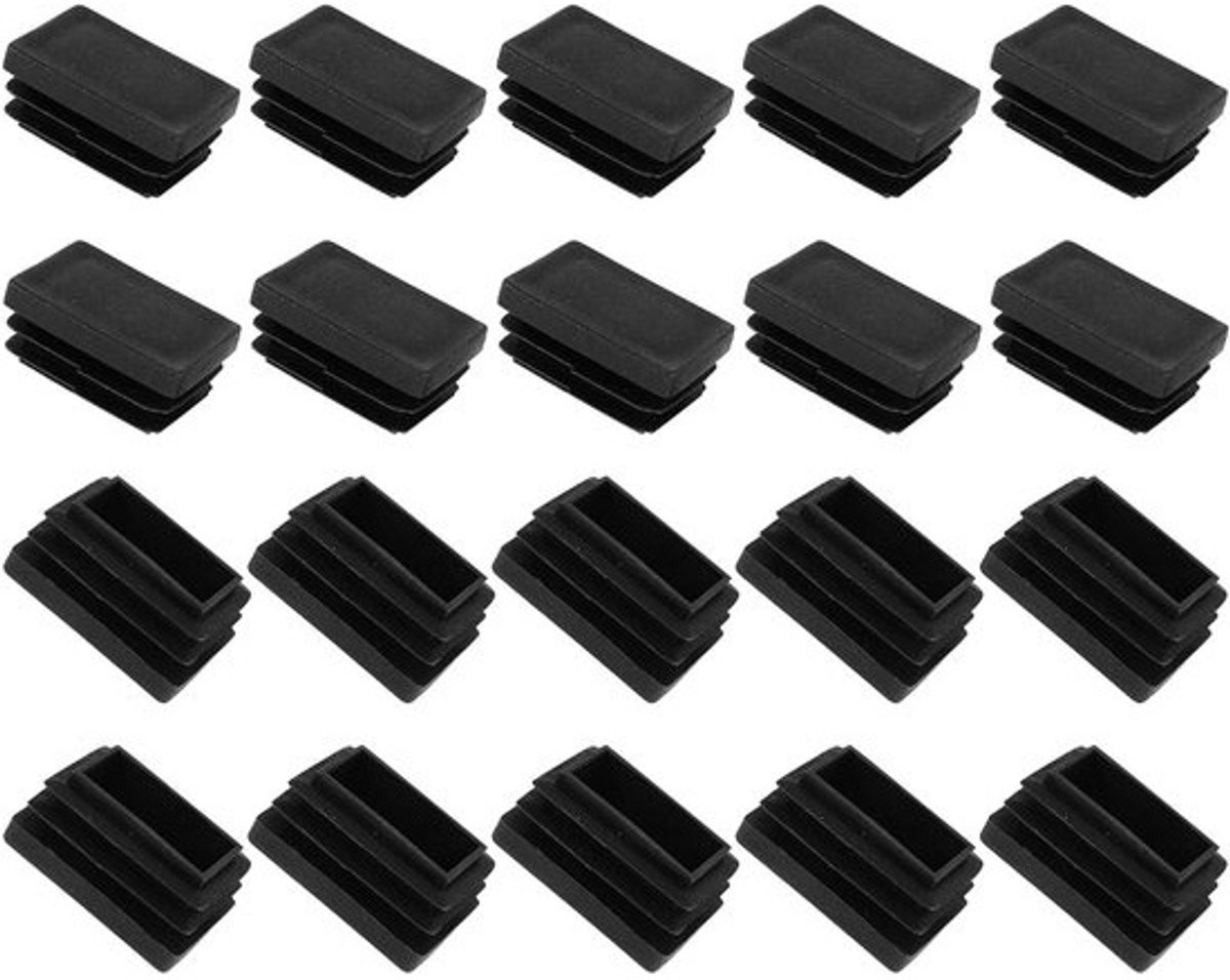 50 stuks Zwarte Rechthoekige Eindkappen 30x20mm voor Meubels