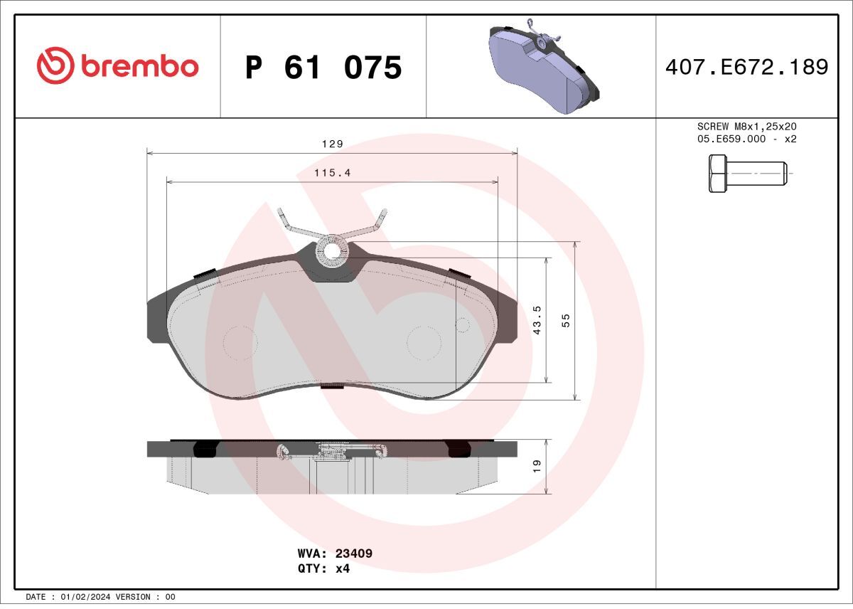 Bremsbelagsatz BREMBO P 61 075X, Xtra, Vorne
