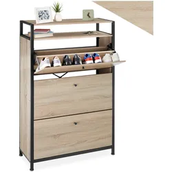tectake® Schuhschrank, Industrial Style, mit 3 Klappen, inklusive Kippschutz, 81 x 32 x 130 cm