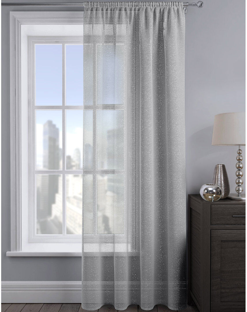 17 Stories Pinchas Semi Sheer Curtain Silver 54cm Width x 54cm Drop