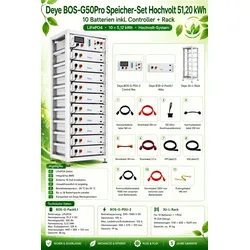 Deye  BOS-G50Pro  Speicher-Set  Hochvolt  51,20  KWH  10  Batterien  inkl.  Controller