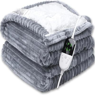 Inspired Living Adjustable Electric Heating Blanket With 6 Heat Levels Soft Flannel Washable Heated Throw 50x60 Inches Adjustable Electric Heating Blanket With 6 Heat Levels Soft Flannel Washable Heated Throw 50x60 Inches