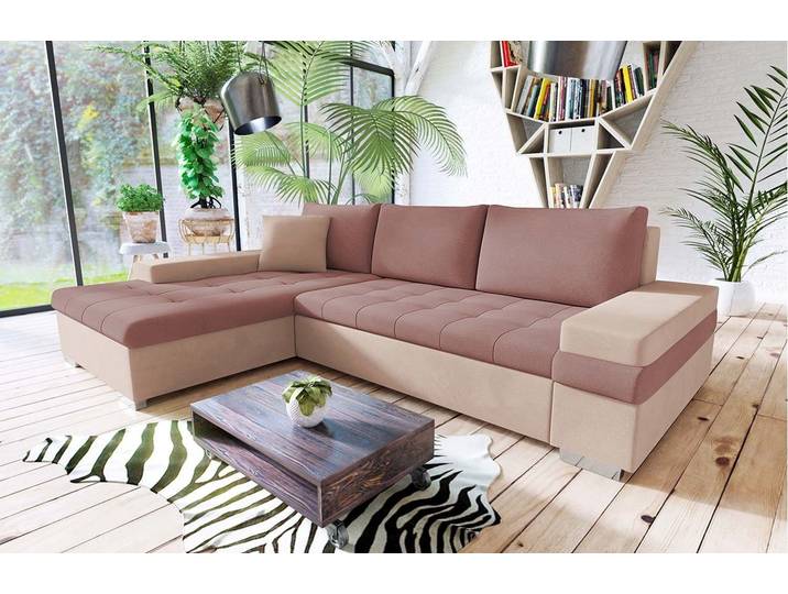 MIRJAN24 Ecksofa Bangkok Mini, Verchromte Füße, Kissen-Set mit Reisverschluss