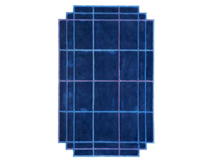 MAGIS tapis VOLENTIERI FINESTRA 300 x 440 cm (Bleu Royal - 75% viscose et 25% lin)