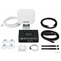 Avtex AMR104P 4G-CAT-6-Router-Set mit tragbarer MiMo-Antenne für Wohnmobil und Caravan weiß