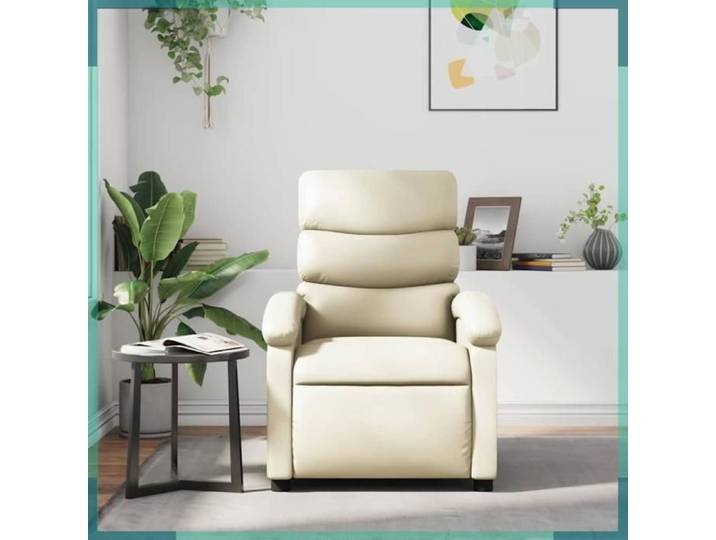 Fauteuil inclinable - Mod. 371714 - Similicuir crème - Convertible lit 70x147 cm - Capacité 110 kg