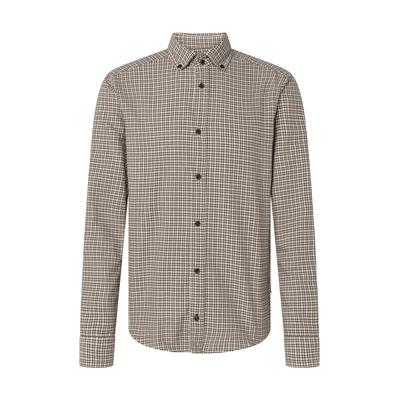 Langarmhemd JOOP JEANS "Heli", Herren, Gr. L, N-Gr, beige (schwarz braun), Web, Obermaterial: 100% Baumwolle, kariert, regular fit normal, Rundhals, eingesetzt Manschette, Hemden, Regular fit mit Button-Down-Kragen
