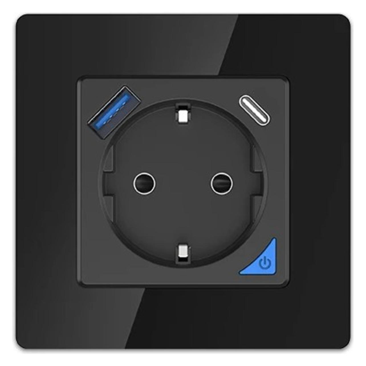 Extralink Smart Life Steckdosen-Set Pro | Smart Steckdose + Rahmen Set | Schwarz 230V 1x USB A 1x (EX.35748)