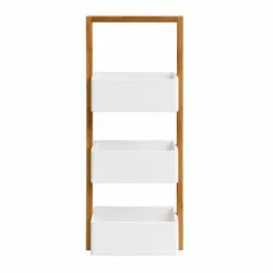 BAMBUSREGAL mit 3 Aufbewahrungsboxen 28.5/15/66 cm