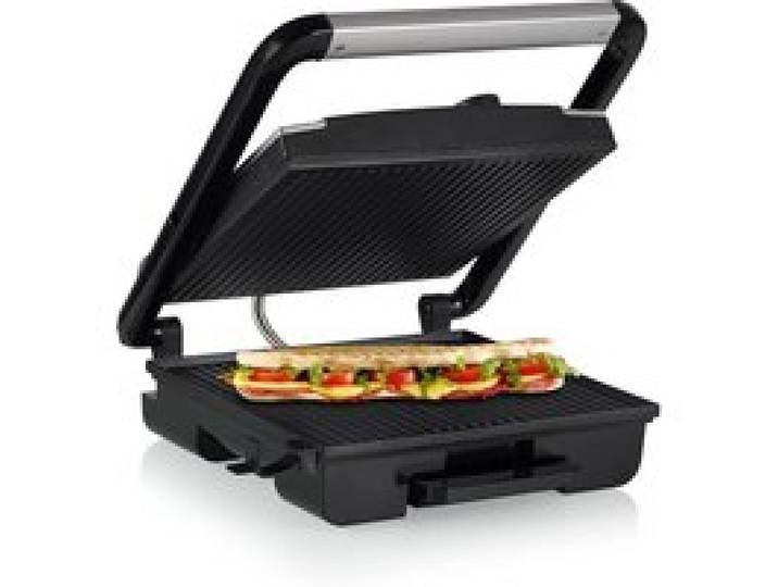 Appareil À Paninis Noir Brossé - Multifonction - Surface De Cuisson 30 X 27 Cm - 2 Portions - 2 000 W