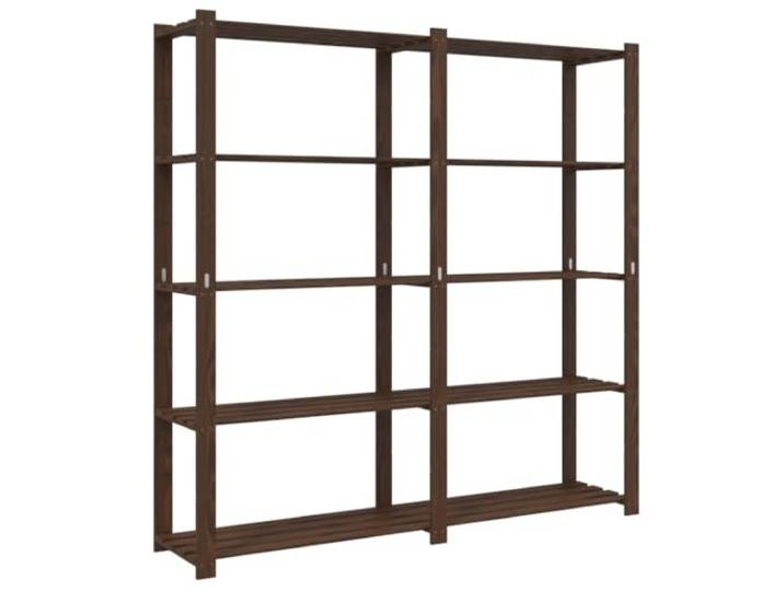 KGFHERENB Lagerregal Massivholz Kiefer 5 Böden 170x38x170 cm Braun Robustes Holzregal aus Kiefer mit 500 kg Belastbarkeit. Verwandelt Keller, Werkstatt und Büro in ordentliche Stauräume.