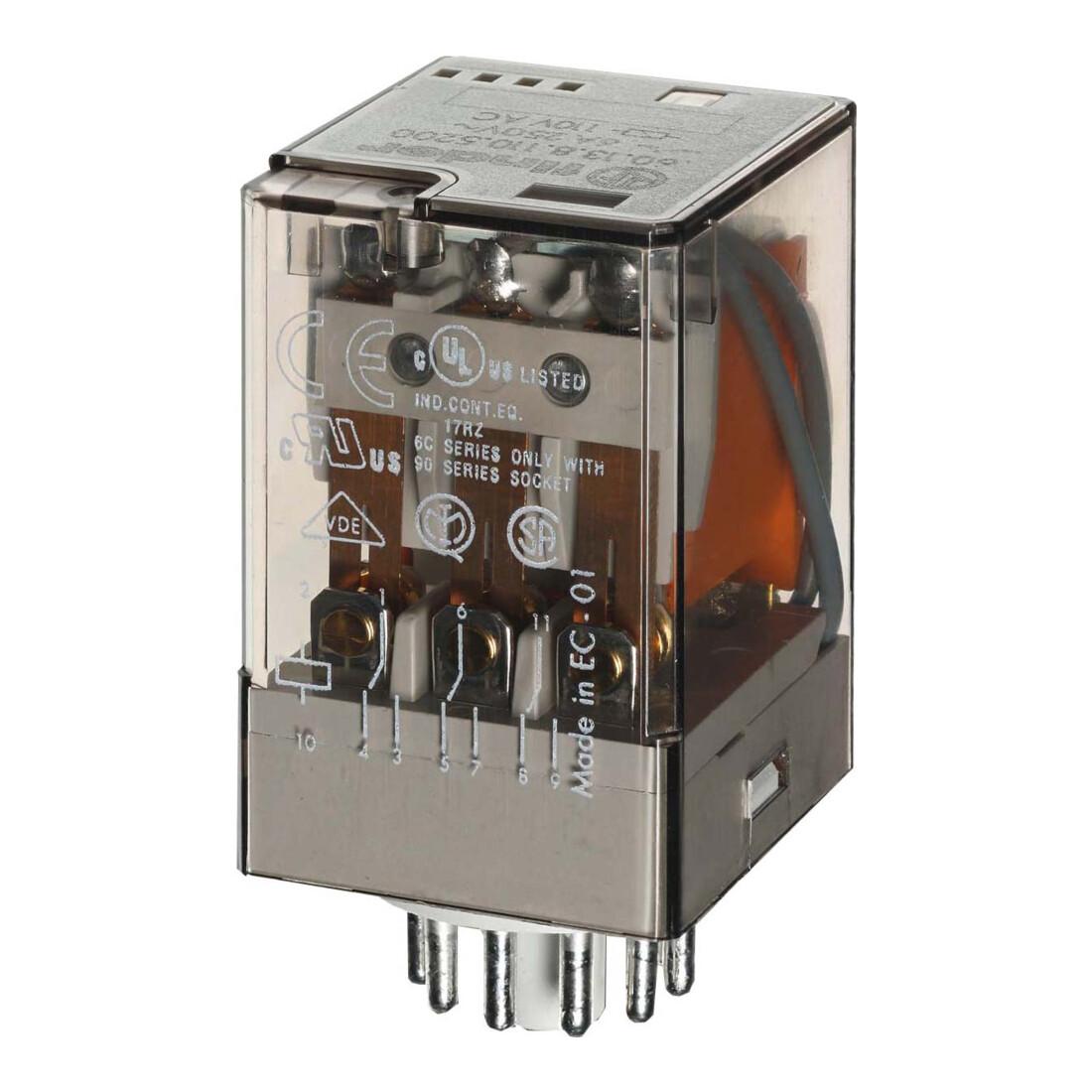 Finder Ind-Rel. 11pol. 230VAC 3W f.Fas. 90.73/112 60.13.8.230.0040 (601382300040)