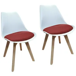HTI-Living, Stühle, Esszimmerstuhl 2er Set Atlanta Weiss/Rot