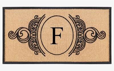 A1 Home Collections Natural Coir & Rubber Hand Flocked Large Monogrammed Doormat 30X60 Inch