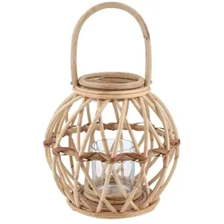 Laterne mit Glaseinsatz   ¦ braun ¦ Rattan,Glas ¦ Maße (cm): H: 25  Ø: 27.0