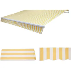 Ersatz-Bezug für Markise H790, Gelenkarmmarkise Ersatzbezug Sonnenschutz, 4x3m ~ Acryl gelb-weiß