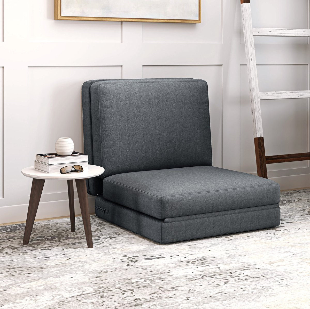 MODFU 3-in-1 Klapbare Slaapbank Bodensofa van Polyester - Donkergrijs