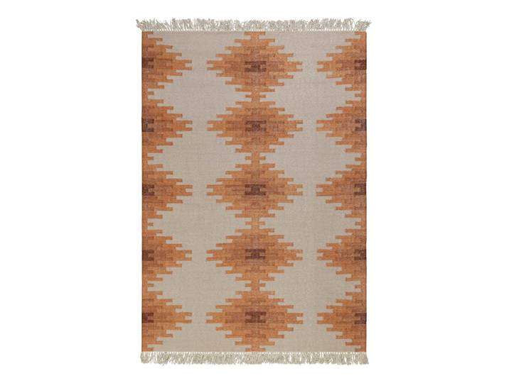 Tapis kilim pure laine tissé main ethnique chic à franges 300x400