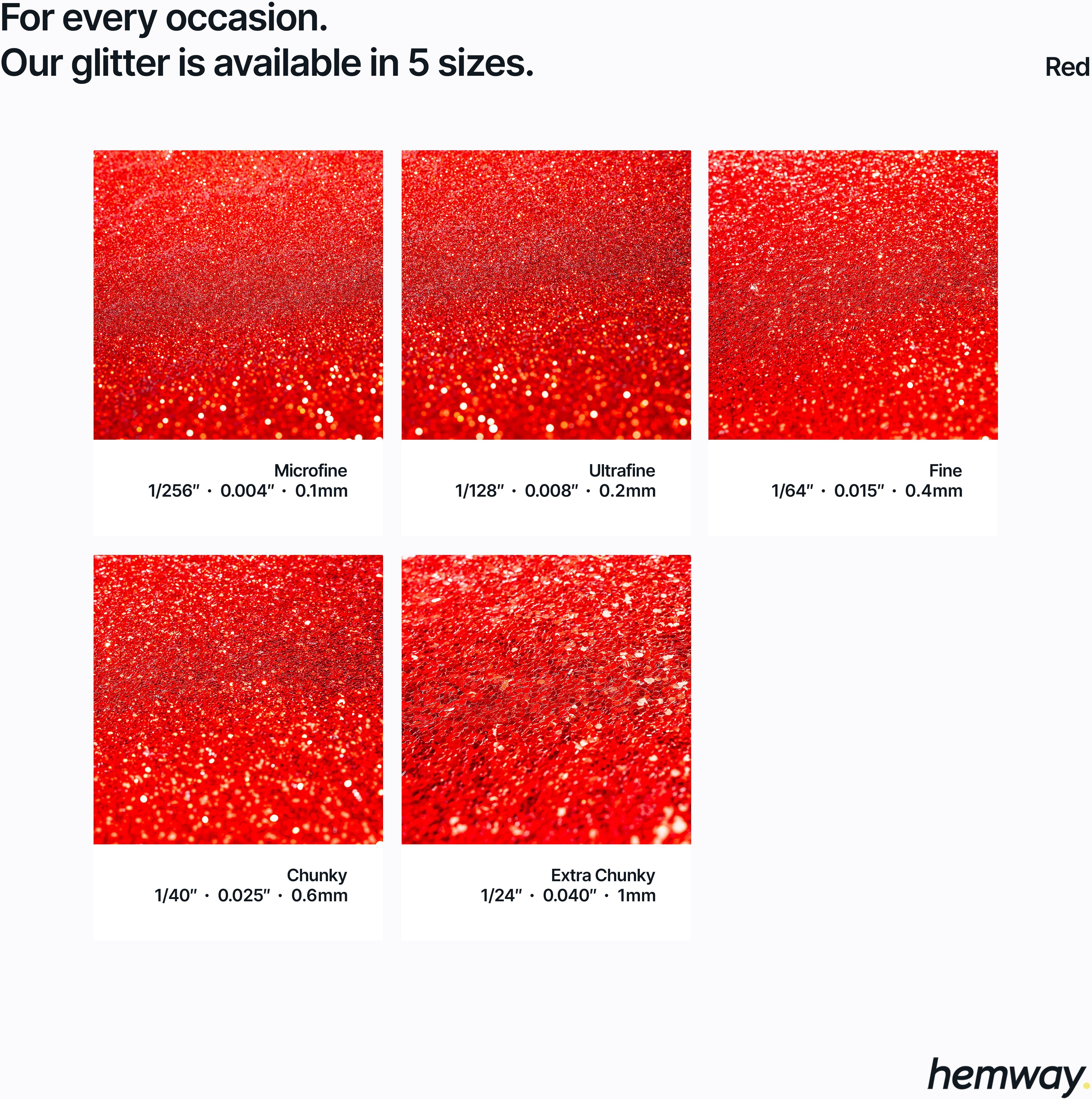Hemway Automotive Glitter 100g / 3.5oz   Red   Metal Flake Custom Spray Painting - Red - Fine 100g