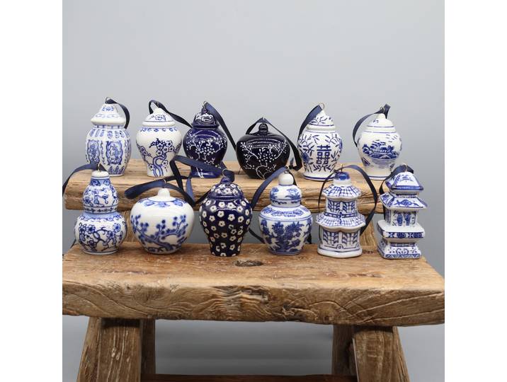 Ensemble de 12 pendentifs en céramique, mini-modèles de pots en porcelaine, ornements suspendus, décoration d'intérieur