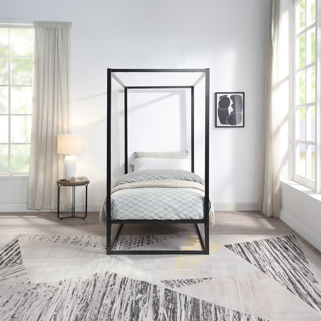 Latitude Run Bedoya Canopy Bed Black Single (3')