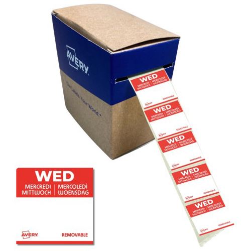 AVERY Zweckform WED Tagesetiketten weiß 25,0 x 25,0 mm, 1.000 St.