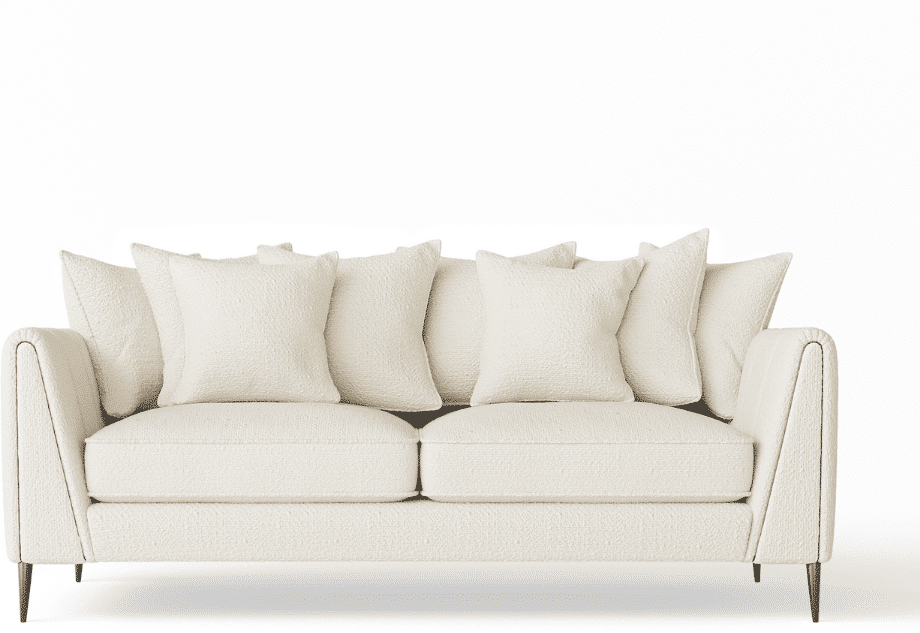 Alaina Cloud Bouclé Sofa Range with Black Legs, Pillow Back / 2 Seater Sofa