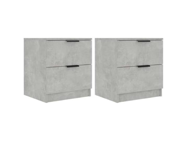 Tmriohed Nachttisch Set 2er Betongrau Holzwerkstoff mit 2 Schubladen Zwei moderne Beistelltische im minimalistischen Beton-Look schaffen Ordnung und Stil neben dem Bett im Schlafzimmer.
