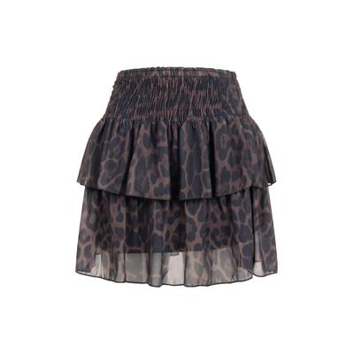 Minirock CLOUD 5IVE "CLOUD 5IVE Tiered Skirt", Damen, Gr. M, braun (schwarz), 100% Polyester, normal, Röcke Minirock