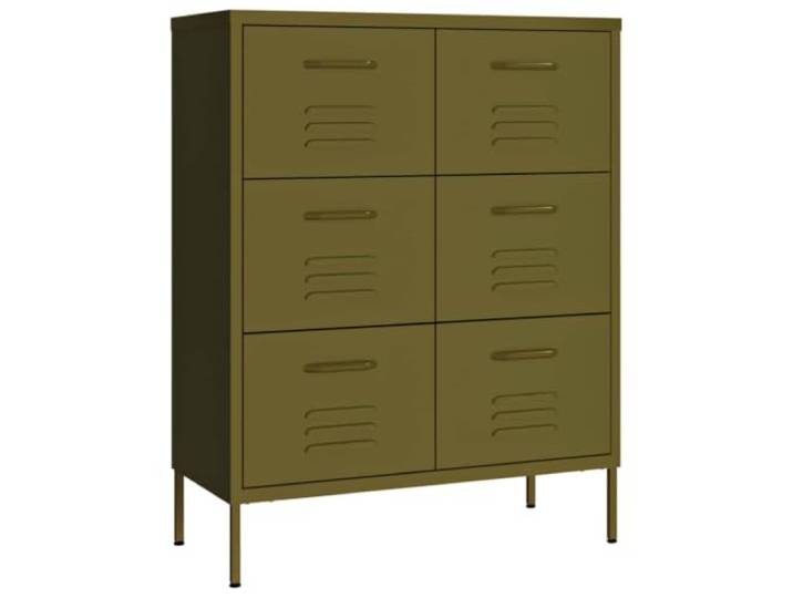 HKLGBVCR Schubladenschrank, Olivgrün, 80 x 35 x 101,5 cm, Stahl 6 Schubladen, Kugelführungen mit 3 Abschnitten, reibungsloses Öffnen, volle Verlängerung, Reinigung mit feuchtem Tuch