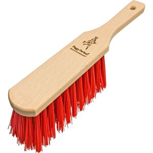 Peggy-Perfect Handfeger Baustellenhandfeger, aus Holz, mit kurzem Griff, braun, mit Elaston-Borsten