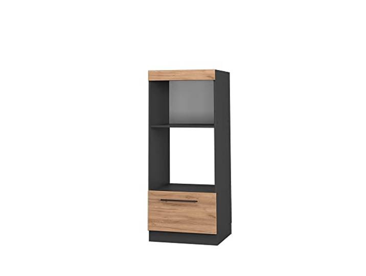 Vicco Mikrowellenschrank Fame-Line, Goldkraft Eiche, 60 cm Backofennische · Metall-Vollauszüge · Höhenverst. Füße · Metallgriffe · Mikrowellennische