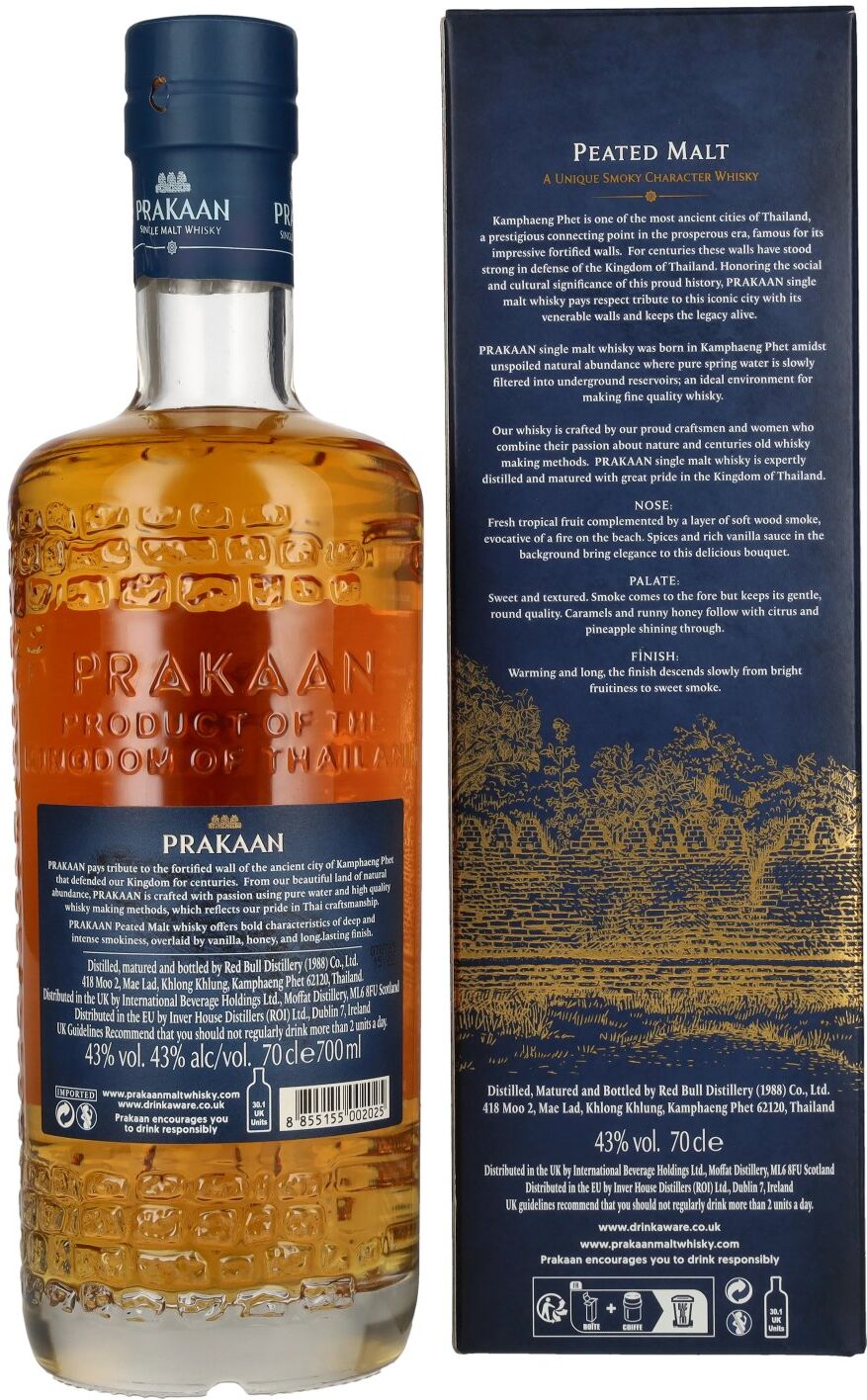 Prakaan TRIBURA SERIES Single Malt Whisky PEATED MALT 43% Vol. 0,7l in Geschenkbox