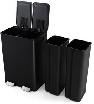 Costway 2 x 8 Gal Dual Compartment Trash Can-Black