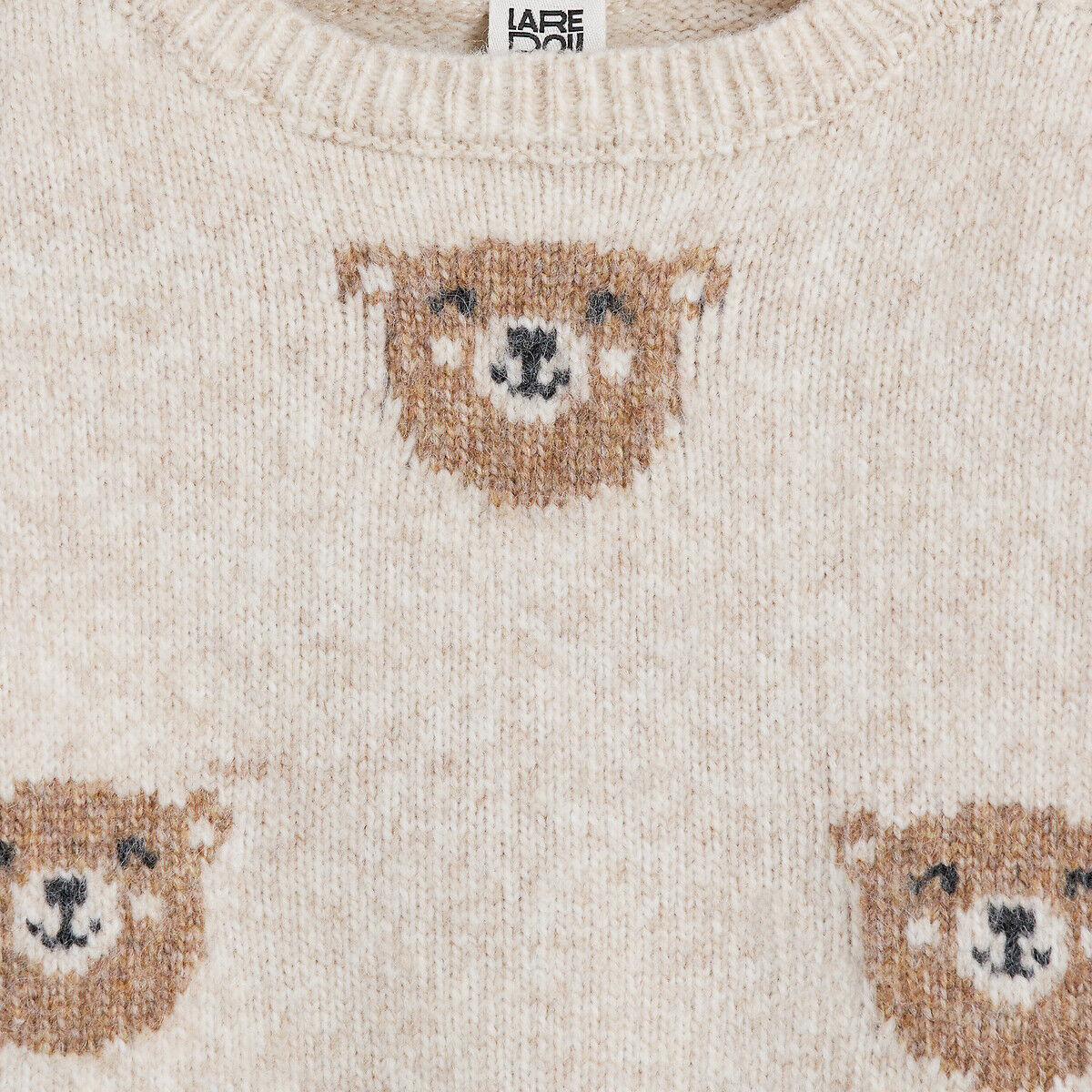 LA REDOUTE COLLECTIONS Pull col rond en grosse maille, motifs oursons