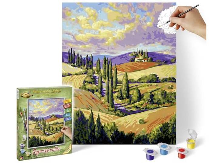 Schipper 609240911 Malen nach Zahlen – Zypressenallee - Bilder malen für Erwachsene, inklusive Pinsel und Acrylfarben, 24 x 30 cm