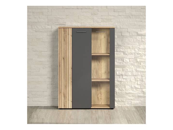 Home affaire Highboard Estepona (1 St), Vitrine, Tür mit Rillen-Optik, Breite 91 cm