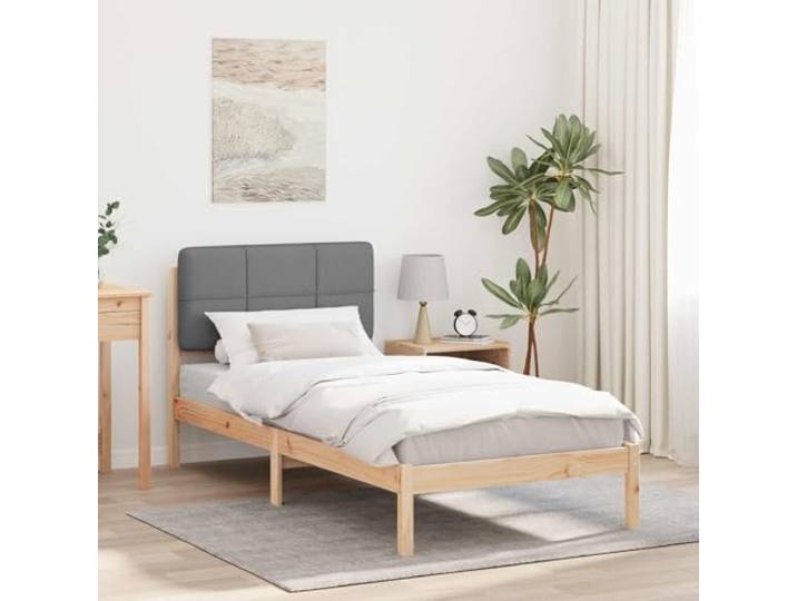 Gepolstertes Kopfteil Modernes Schlafzimmer Design Massivholz Kiefer Bettgestell mit gepolstertem Kopfteil Hellgrau 90x200 cm Massivholz Kiefer Einzelbett mit Lattenrost Modernes Polsterbett