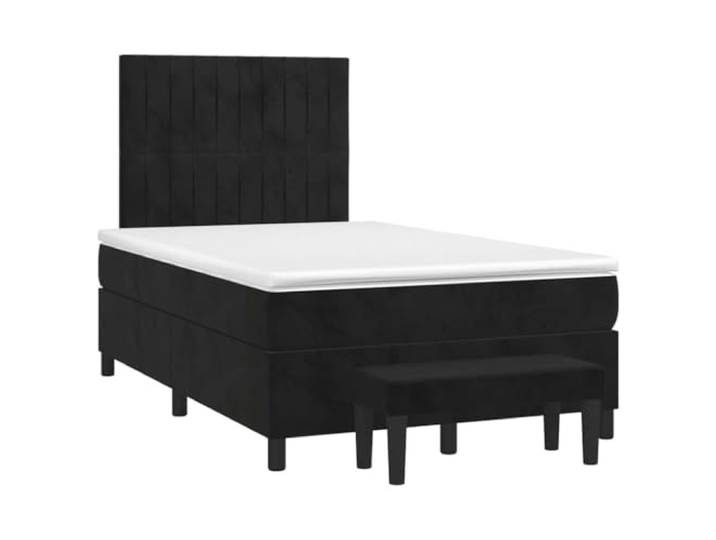 PUGYNBK Boxspringbett aus schwarzem Samt, 120 x 190 cm Verstellbares Kopfteil, Taschenfederkernmatratze, mittlere bis harte Unterstützung, mit Bank
