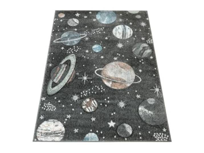 AKCILA Lima Kinderteppich Grau Creme mit Planeten und Sternen 180x270 cm weicher moderner Teppich für Kinderzimmer, Weltraum Nachthimmel Galaxie Design