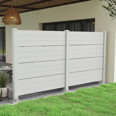 Kodotan sofa "50""W x 49""H Outdoor Privacy Screen,Air Conditioner Fence,All-Weather Vinyl Privacy Fence Screens with Aluminum Posts,2 Panels"