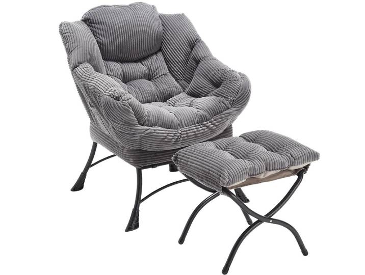 LVHOM Loungesessel Relaxsessel mit Hocker: Verbreitert/Sanftes Design,praktische Ergonomie (Gemütliche, extraweiche Polsterung, rutschfeste Schutzfüße, ergonomische Lehne, Seitentasche (Handy), Hocker als Fußbank/zusätzlicher Sitz, Stahlrahmen bis 180 kg, Sessel: 79x64x95 cm, Hocker: 50x45x46 cm), Ideal für Wohnzimmer, Schlafzimmer & Spielzimmer