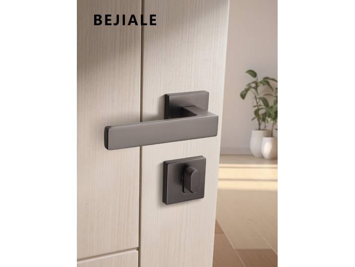 Serrure de porte grise intérieure fendue, poignée de porte de chambre à coucher Simple, serrure de porte en bois, serrure de porte silencieuse, poignée de porte intérieure