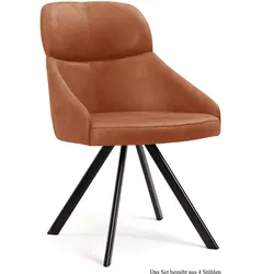 ESSZIMMERSTUHL (4er-Set) Denni 52x82x63 Schwarz/Cognac