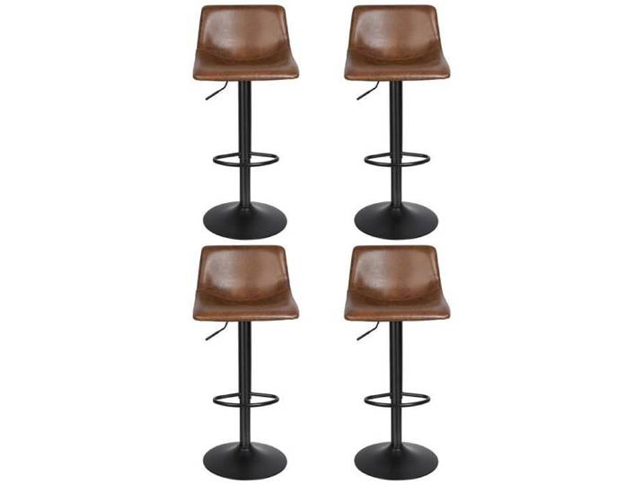 Tabourets de bar industriels marron réglables en hauteur - ALICIA - Ensemble de 4