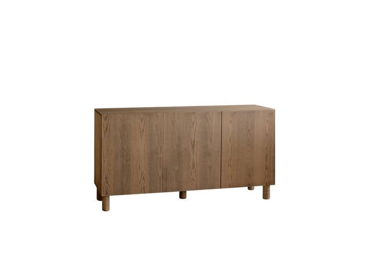 Buffet 3 portes bois de placage frêne naturel teinte noisette 160x40cm