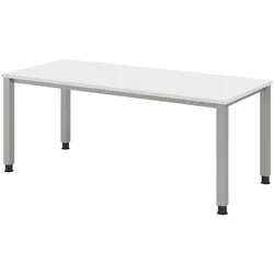 bümö manuell höhenverstellbarer Schreibtisch 180x80 cm in weiß - PC Tisch höhenverstellbar & groß, höhenverstellbarer Tisch Büro, großer